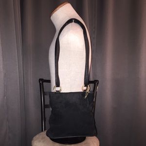 NEW*VINTAGE 1980’s black suede & leather purse